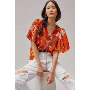 Anthropologie Hope For Flowers by Tracy Reese Ruffled Floral Blouse, size XS
